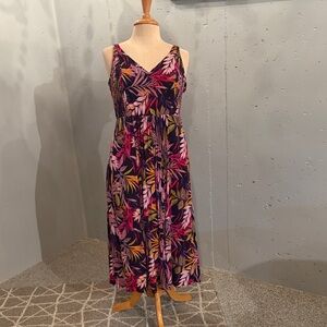 Torrid Purple and Pink Leaf Print Midi Dress